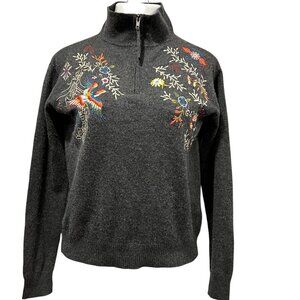 Johnny Was Dreamer 1/4 Zip Cashmere Sweater, Embroidered XS